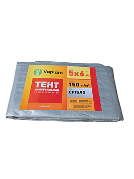 Тент тарпаулін 150 г/м² із посиленим кутом сірий 5х6 м