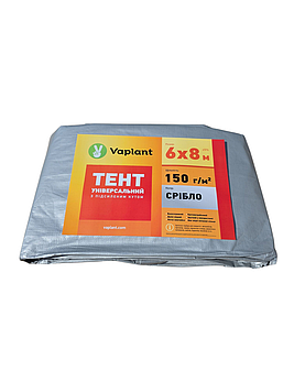 Тент тарпаулін 150 г/м² із посиленим кутом сірий 6х8 м