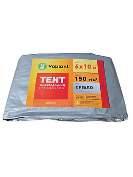 Тент тарпаулін 150 г/м² із посиленим кутом сірий 6х10 м