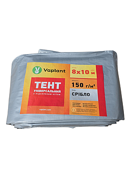 Тент тарпаулін 150 г/м² із посиленим кутом сірий 8х10 м