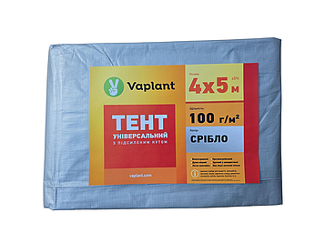 Тент тарпаулін із посиленим кутом 100 г/м², сіро-зелений 4х5 м