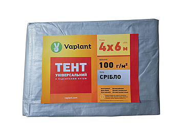 Тент тарпаулін із посиленим кутом 100 г/м², сіро-зелений 4х6 м