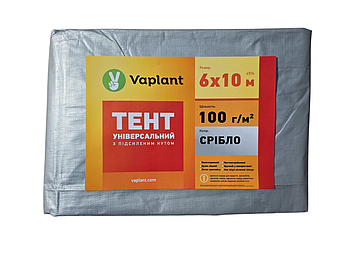 Тент тарпаулін із посиленим кутом 100 г/м², сіро-зелений 6х10 м