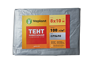 Тент тарпаулін із посиленим кутом 100 г/м², сіро-зелений 8х10 м