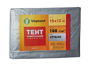 Тент тарпаулін із посиленим кутом 100 г/м², сіро-зелений 10х12 м