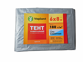 Тент тарпаулін, універсальний 180 г/м² сіро-блакитний 6х8 м