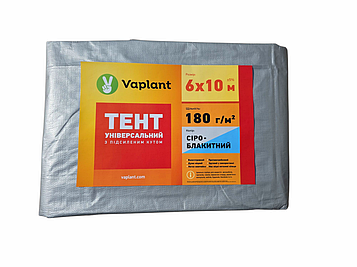 Тент тарпаулін, універсальний 180 г/м² сіро-блакитний 6х10 м