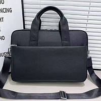 Шкіряна чоловіча ділова сумка-портфель портфель для ноутбука чорний Tiding Bag 56901