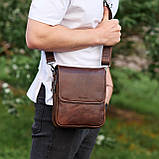 Сумка с клапаном через плече з гладкої шкіри коричнева Tiding Bag TD-81020, фото 3