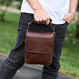 Сумка с клапаном через плече з гладкої шкіри коричнева Tiding Bag TD-81020, фото 5