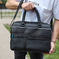 Чоловіча ділова сумка зі шкіри 39х29х10, класичний портфель для ноутбука та офісу, сумочка для студента, чорний