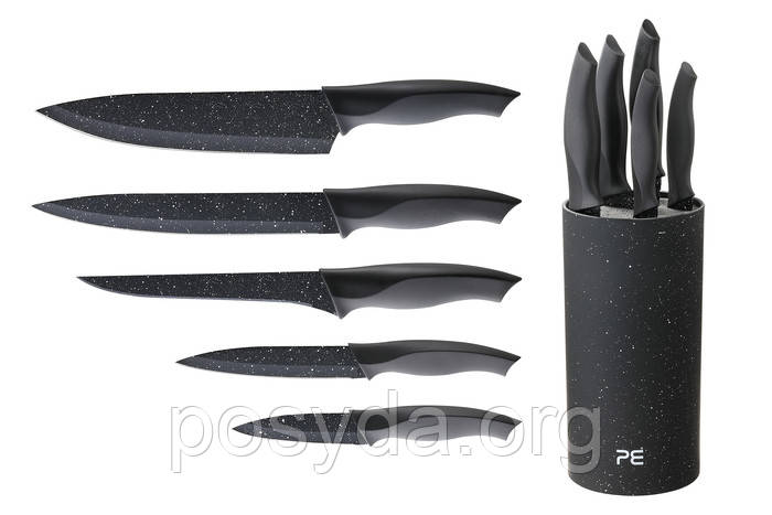 Набір ножів із підставкою 6 предметів Блек Empire 1924, фото 1