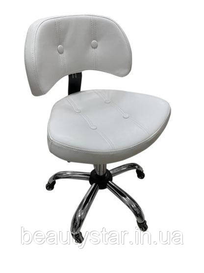 Косметологічний стілець зі спинкою мод.А780 Білий пересувний стільчик для майстра манікюру, фото 1