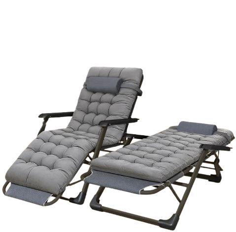 Розкладне крісло шезлонг | Сірий | навантаження до 150 кг | з матрасом і подушкою | LEOBRO LB-FCB-G1-GRY | для вдома, на дачі, або, фото 1