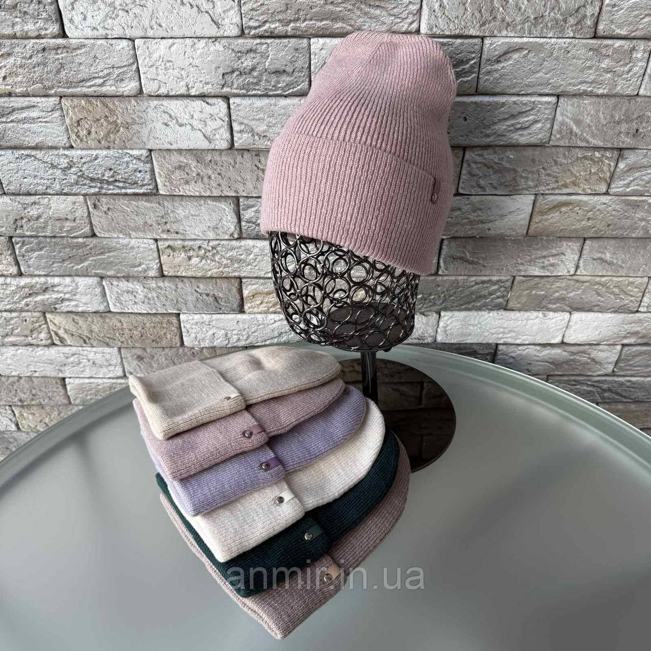 Шапка демісезонна віскоза із закотом підліток для дівчинки 54-56, кольору міксом