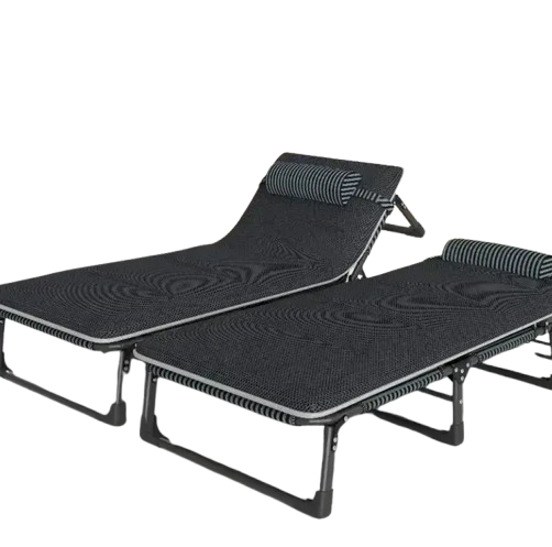 Ліжко-розкладачка | Чорний | навантаження до 150 кг | з матрасом і подушкою | LEOBRO FB-S02-PM | для вдома, на дачі, або в