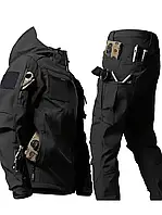 Тактичний костюм Софт-Шел демісезонний чорний з кишенями (водонепроникний, вітронепродувний