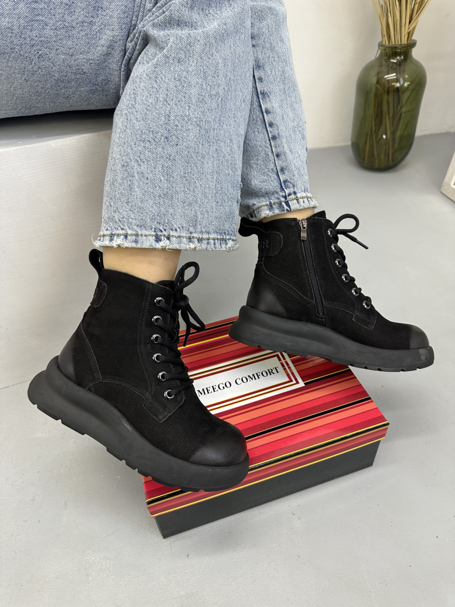 Зимові черевики MeegoComfort 2F780Z BLACK чорні на шнурівці, фото 1