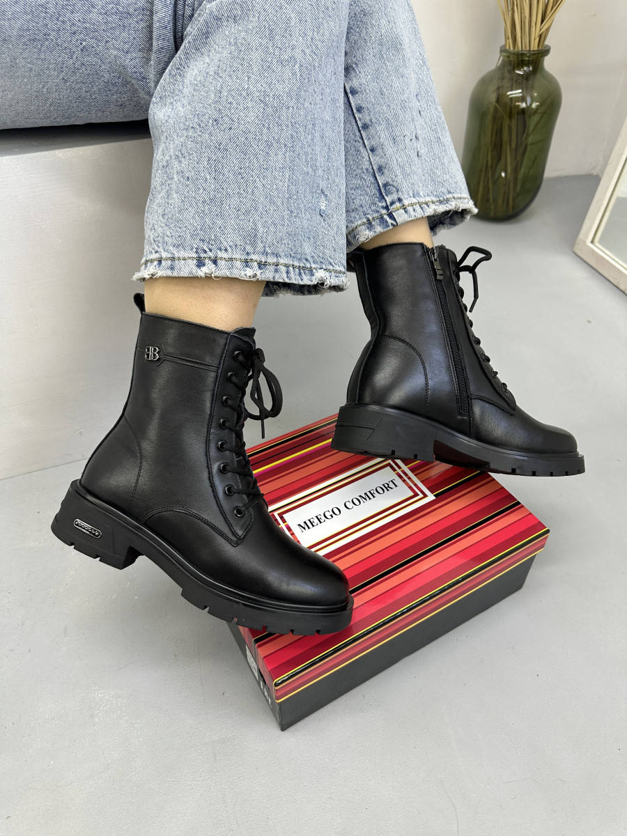 Високі демісезонні черевики MeegoComfort 25A12552-1 Black чорні на шнурівці, фото 1