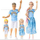 Набір ляльок Сім’я (мама, тато, діти) – іграшки для дівчаток, лялька Барбі , лялькова пара з дітьми, фото 6