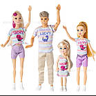 Набір ляльок Сім’я (мама, тато, діти) – іграшки для дівчаток, лялька Барбі , лялькова пара з дітьми, фото 5