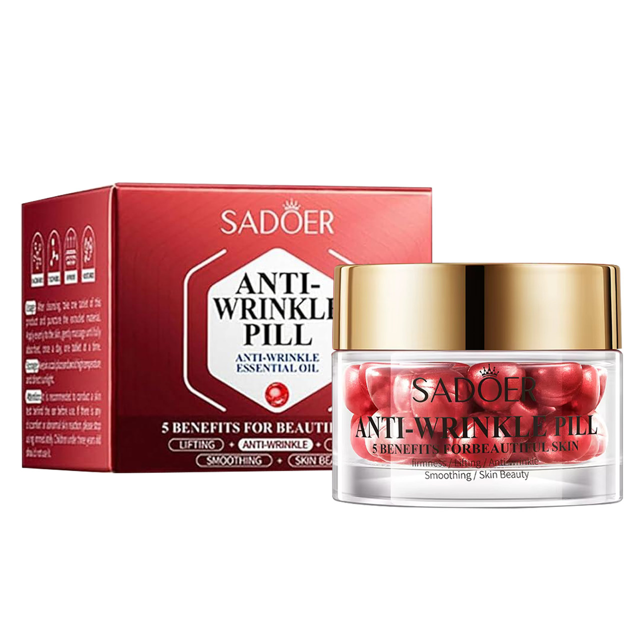 Олія-есенція для обличчя в капсулах SADOER Anti-Wrinkle антивікова, проти зморщок (0,5 г * 30 шт), фото 1