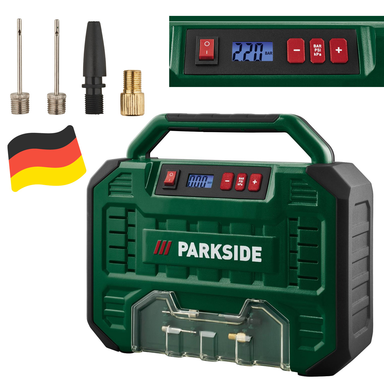 Портативний компресор PARKSIDE PMK 150 A1 (150 Вт, 12/230 В, 8 барів, Німеччина), фото 1