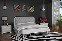 Кровать с мягким изголовьем из Сосны + ортопедический вклад Токио 180x200 см Mebigrand Белый