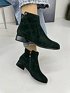 Ботильйони жіночі Battine B5074-Green темно-зелені замшеві 36, фото 3