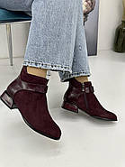 Ботильйони жіночі Battine B5073-WineRed комбіновані замшеві 36, фото 2