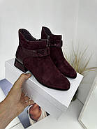 Ботильйони жіночі Battine B5073-WineRed комбіновані замшеві 36, фото 5