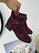 Ботильйони жіночі Battine B5073-WineRed комбіновані замшеві 36, фото 7