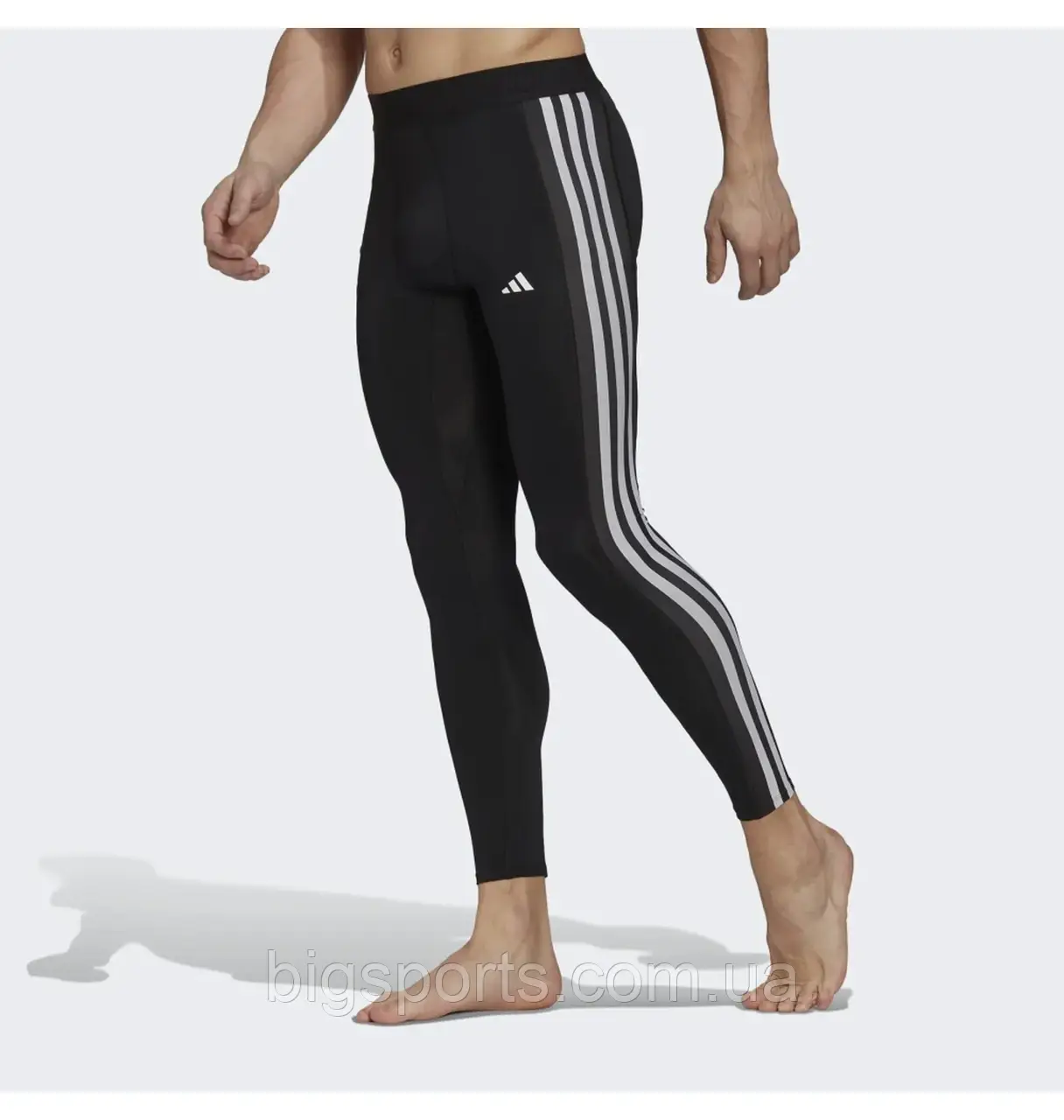 Мужские штаны Adidas Techfit 3-полосатые тренировочные длинные колготки черный (арт. HD3530)