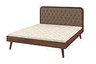 Кровать с мягким изголовьем из Сосны + ортопедический вклад Токио140x200 см Mebigrand Орех Лесной