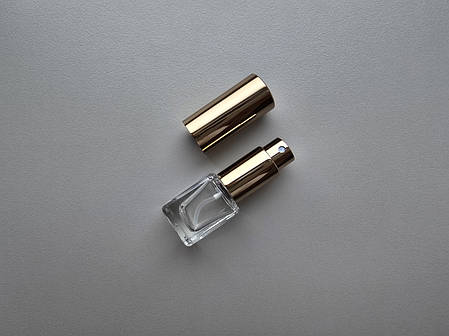 5 - 5.5 мл Куб флакон скляний прозорий з металевим спреєм, пляшка, атомайзер, тестер з розпилювачем, фото 1