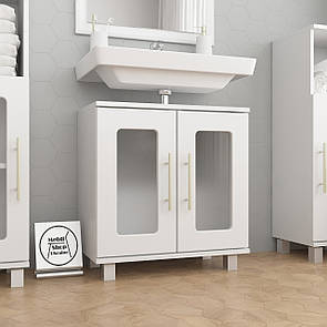 Тумба під умивальник у ванну кімнату на 2 дві двері з МДФ фасадом та матовим склом