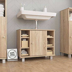 Тумба під умивальник у ванну кімнату з відкритими та регульованими по висоті полицями