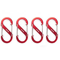 Карабін багатофункціональний Naturehike S-type NH20GS004, 40 мм, 4 шт, червоний JGR