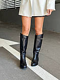 Чоботи жіночі шкіряні чорні на низькому ходу демісезонні, фото 2