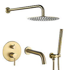 Душова система з виливом VBI MILANO BRUSHED GOLD прихованого монтажу