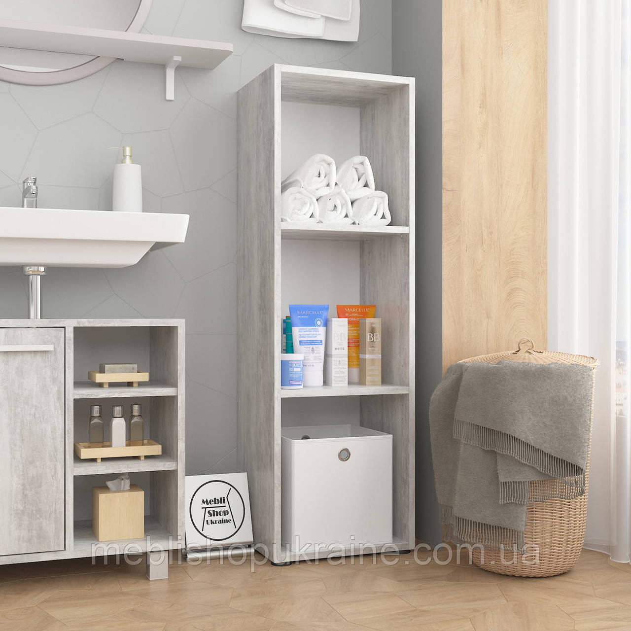 Стелаж 1х3, книжкова полиця на 3 комірки для дому та офісу, фото 1