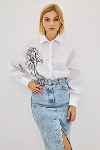 Жіноча сорочка прямого силуету з принтом Rica Mare MKRM2354-1