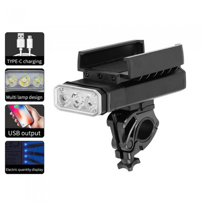 Велоліхтар із тримачем під телефон BK09/Z-03-3T6 Li-Ion акумулятор, фото 1