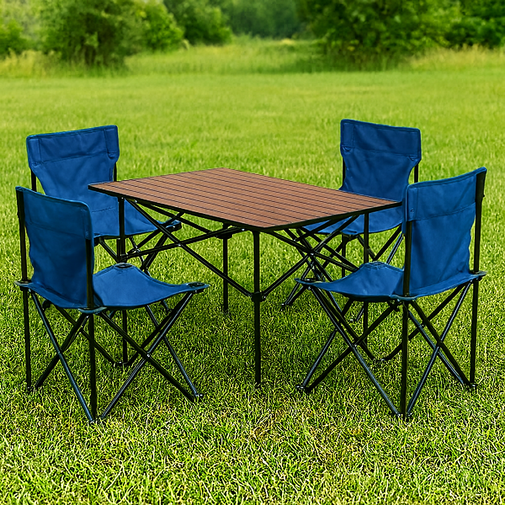 Складаний набір стіл прямокутний + 4 стільці (STD-01), фото 1