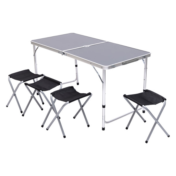 Розкладний стіл + 4 стільці кемпінговий набір для пікніка, риболовлі, відпочинку, туризму Чорний JY-12060B, фото 1