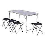 Розкладний стіл + 4 стільці кемпінговий набір для пікніка, риболовлі, відпочинку, туризму Чорний JY-12060B, фото 4