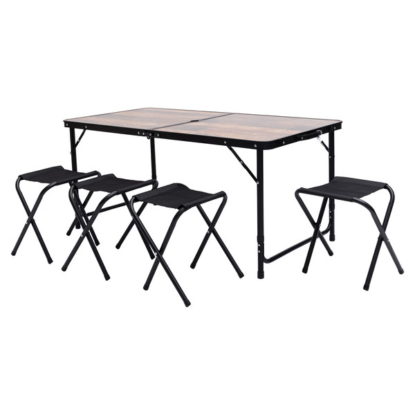 Розкладний стіл + 4 стільці кемпінговий набір для пікніка, риболовлі, відпочинку, туризму Коричневий JY-12060BR, фото 1