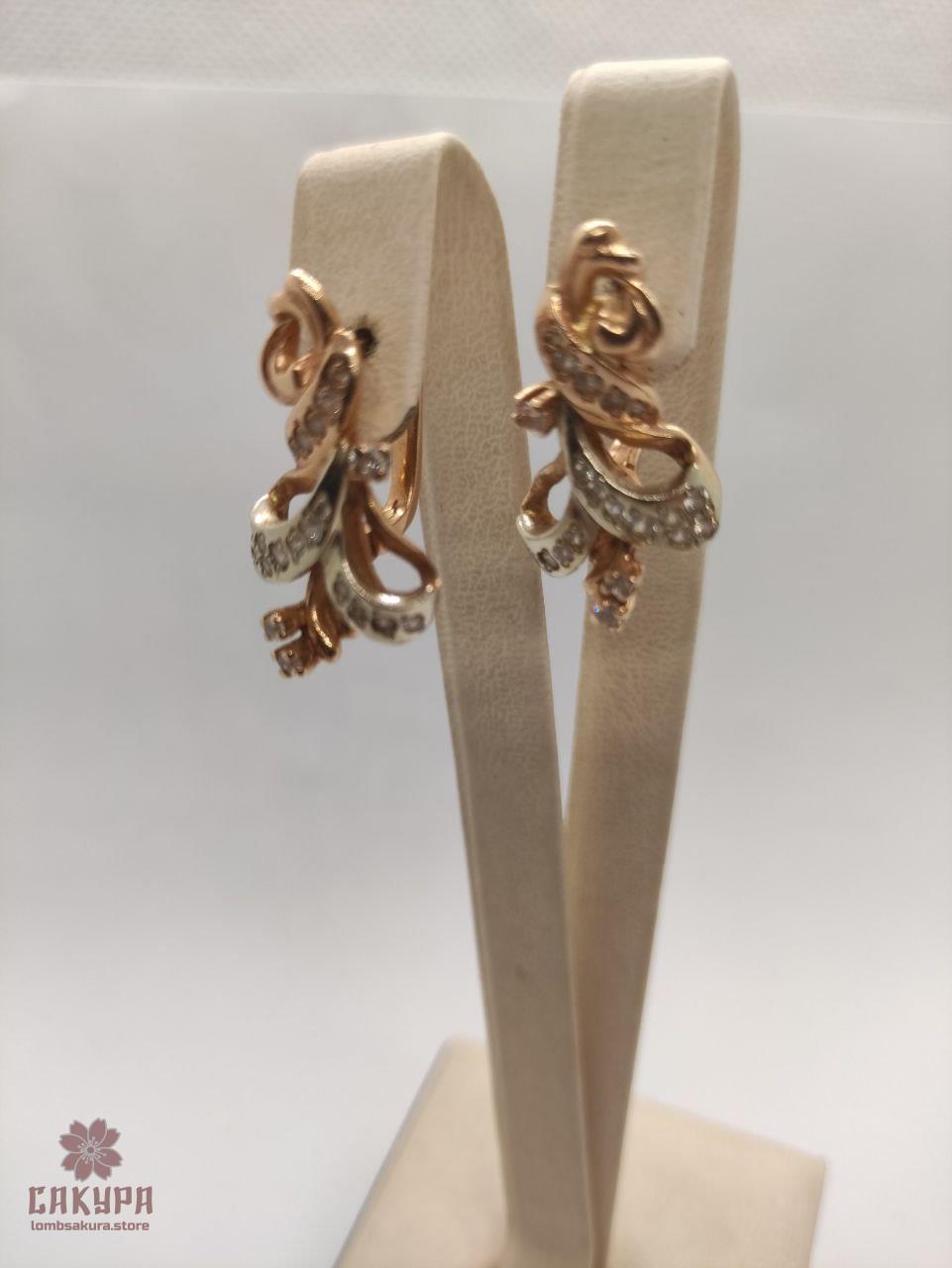 Золоті Сережки зі вставкою цирконій, фото 1