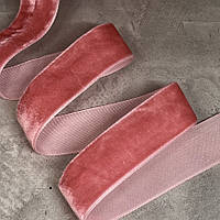 Велюр стрічка 2,5 см , колір- кораловий, арт 06402, 1 метр , Кораловий