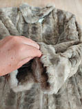 Гарний оригінальний норковий кожушок автоледі з натуральної сіро-блакитної норки розмір 48 50, фото 4
